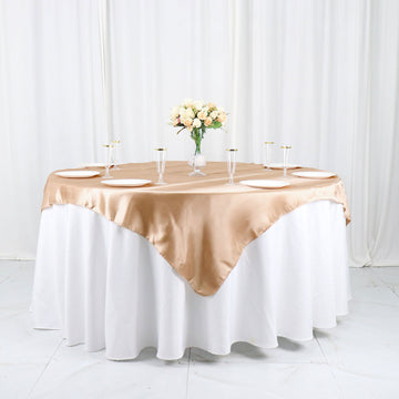 Nude Square Smooth Satin Table Overlay 60"x60"