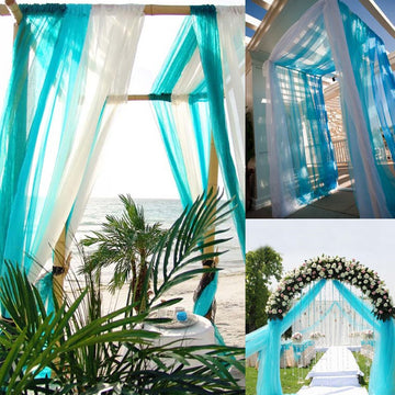 Turquoise Sheer Organza Fabric for DIY Event Decor