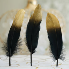 Real Goose Feathers Black Metallic Gold Dipped 30 Pack