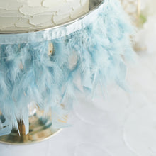 Dusty Blue Turkey Feather Fringe Trim with Satin Ribbon Tape 39 Inch Real