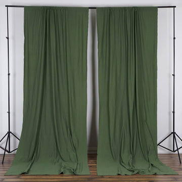 2 Pack Olive Green Scuba Polyester Divider Backdrop Curtains, Inherently Flame Resistant Event Drapery Panels Wrinkle Free With Rod Pockets - 10ftx10ft