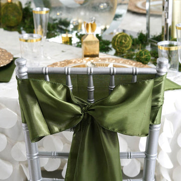 5 Pack Olive Green Satin Chair Sashes 6"x106"