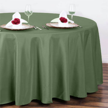 Olive Green Seamless Polyester Round Tablecloth 108"
