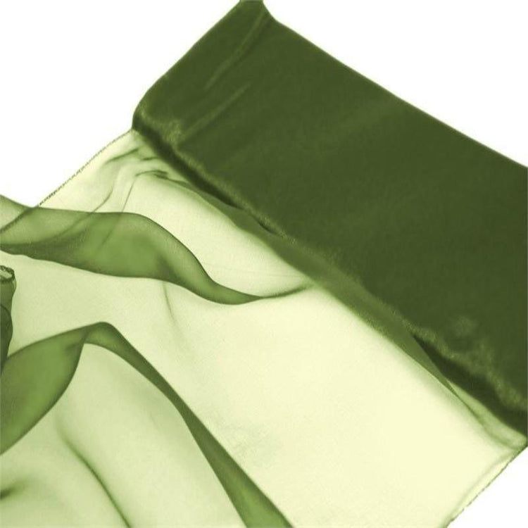 12inch x 10yd | Olive Green Sheer Chiffon Fabric Bolt, DIY Voile Drapery Fabric