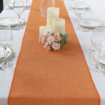Add a Pop of Color with the Orange Boho Chic Rustic Faux Jute Linen Table Runner