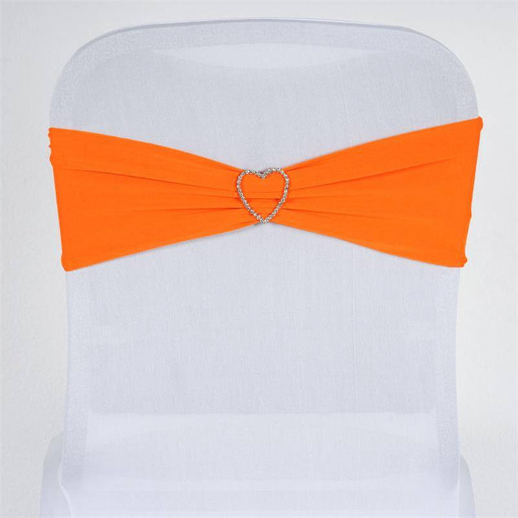 5 Pack Orange Spandex Stretch Chair Sashes Bands Heavy Duty with Two Ply Spandex - 5x12inch