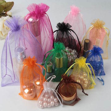 Convenient and Luxurious Gold Organza Drawstring Bags