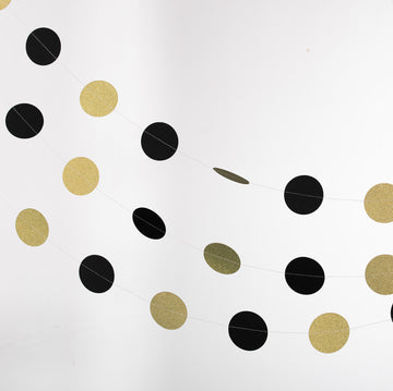 Create Memorable Moments with Black and Gold Circle Dot Party Paper Garland