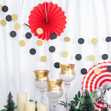 Add a Touch of Elegance with Black and Gold Circle Dot Party Paper Garland