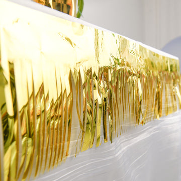 Create an Unforgettable Atmosphere with the Metallic Gold Foil Tassel Fringe Backdrop Banner