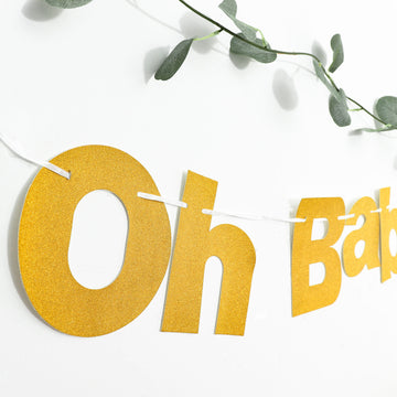 Transform Your Event Decor with the Gold Glittered Hanging Garland Banner