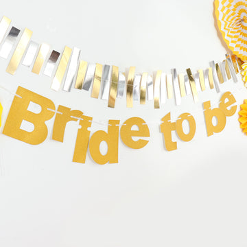 Add Glamour to Your Bridal Shower with the Gold Glittered Bride To Be Paper Hanging Bridal Shower Garland Banner