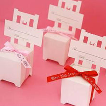 100 Pack Of Customized Chair Shaped Place Card Holder Gift Boxes 2 Inch x 2 Inch x 2 Inch With Satin Ribbon