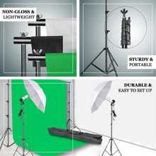 10 Feet 600 W Umbrella With Green Black White Chromakey Muslin Backdrops Photo Video Studio Lighting Background Support System 