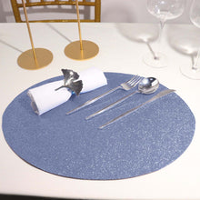 6 Pack Dusty Blue Oval Glitter Non Slip Table Mats 
