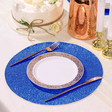 6 Pack Royal Blue Sparkle Placemat Round and Non Slip 