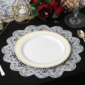 Event Decor Made Easy with Bulk White Vintage Floral Lace Placemats
