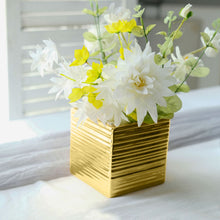 Pack of 2 Ceramic Gold Brushed Square Flower Planters 5 Inch