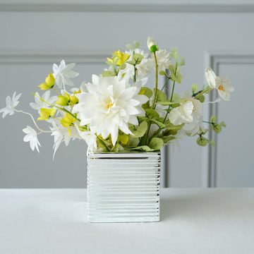 Add Elegance to Your Decor with Silver Brush Textured Ceramic Square Flower Plant Box