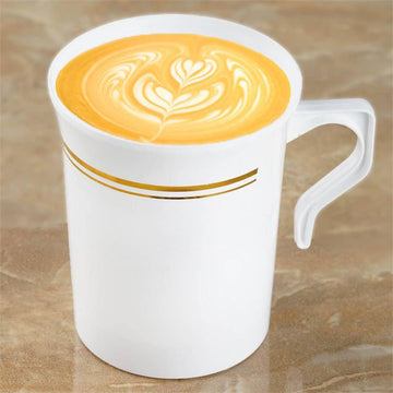 Durable and Reliable White / Gold Plastic Cups