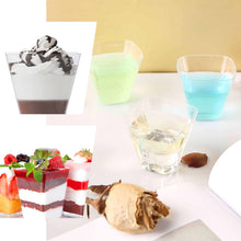 24 Clear Rounded Cube Dessert Cups Plastic 4 oz Disposable 