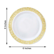 10 Gold Lace Rim White 6 Inch Plastic Dessert Plates Disposable