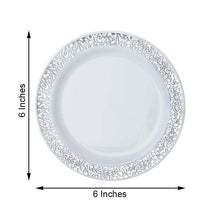 10 Silver Lace Rim White 6 Inch Plastic Dessert Plates Disposable