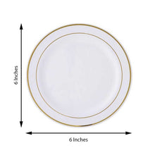 Tres Chic Gold Rimmed 6 Inch White Plastic Appetizer Plates 10 Pack Disposable