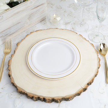 Elegant Gold Rim White Plastic Plates for a Stylish Celebration