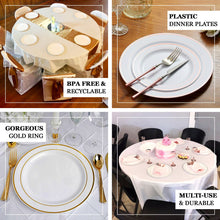 Tres Chic Gold Rimmed Ivory Plastic Dinner Plates 10 Inch Disposable Pack Of 10