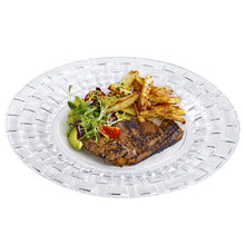 Basketweave Rim Plastic Dinner Plates In Clear 10 Inch Disposable 10 Pack 