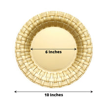 10 Inch Gold Round Dinner Plates With Basketweave Rim 10 Pack
