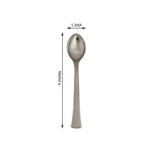 Mini Spoons In Silver Heavy Duty Plastic 4 Inch 36 Pack 