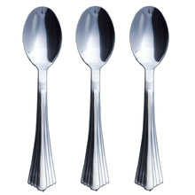 Heavy Duty Plastic 7 Inch Spoon In Silver 25 Pack#whtbkgd