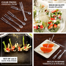 Plastic 2 Prong Fruit Forks 3 Inch Clear Disposable 100 Pack 