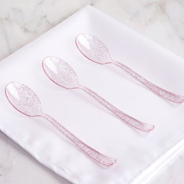 Elegant and Sparkly Clear Blush Glitter Spoons