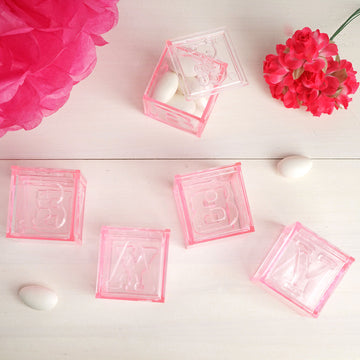 Pink Fillable Plastic Baby Blocks - The Perfect Addition to Your Event Decor