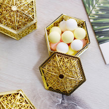 12 Pack Gold 3 Inch Vintage Hexagon Party Favor Treat Boxes 