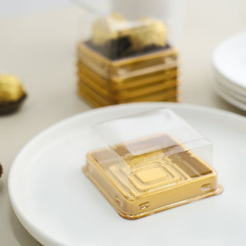 Convenient and Practical Gold/Clear Square Party Boxes