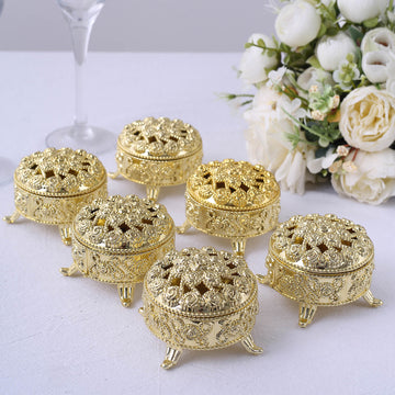 Versatile Gold Round Trinket Candy Containers