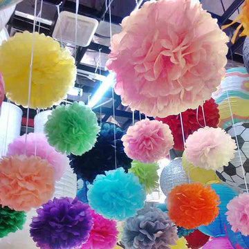 Fluffy and Whimsical Tissue Pom Poms for Unforgettable Events