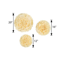 Three giant ivory/cream paper flowers measuring 20, 16, and 12 inches - floral backdrop décor, large floral décor, wall decals