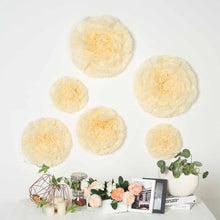 Pack of 6 | Ivory/Cream | Multi-size Carnation 3D Giant Paper Flowers | Paper Flower Backdrops Wedding Wall | 7”/9”/11”