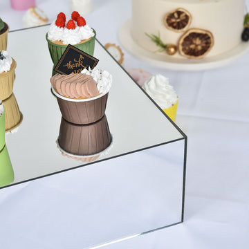 Stunning Silver Mirror Finish Acrylic Cake Box Stand