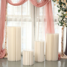 32inch Ivory Cylinder Pillar Pedestal Stand, Display Column Stand With Top Plate