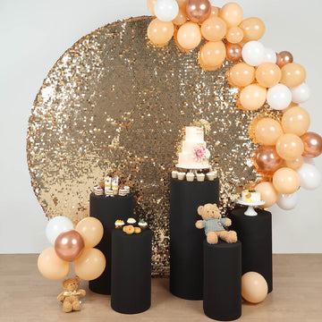Create a Stunning Display with Black Spandex Pedestal Pillar Prop Covers