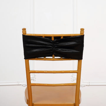 Black Velvet Ruffle Stretch Chair Sashes