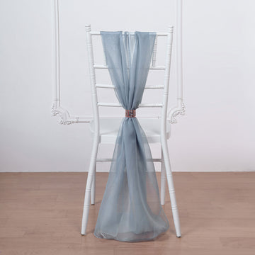 Elevate Your Event Decor with Dusty Blue DIY Premium Designer Chiffon Chair Sashes