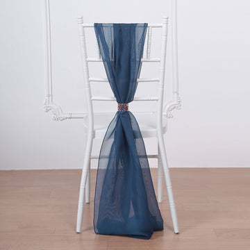 Navy Blue DIY Premium Designer Chiffon Chair Sashes