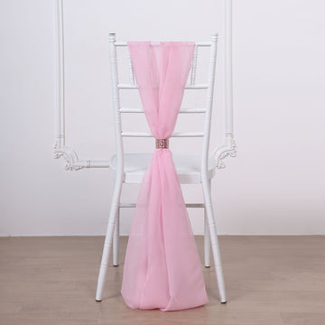 5 Pack Pink DIY Premium Designer Chiffon Chair Sashes 22" x 78"